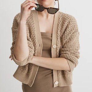 Madewell Open-Stitch Crop Cardigan Sweater NWOT
